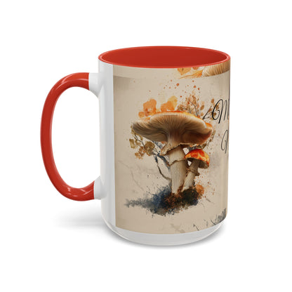 Mushroom Magic Accent Coffee Mug — 11/15oz Ceramic Cup with Woodland Fungi Design