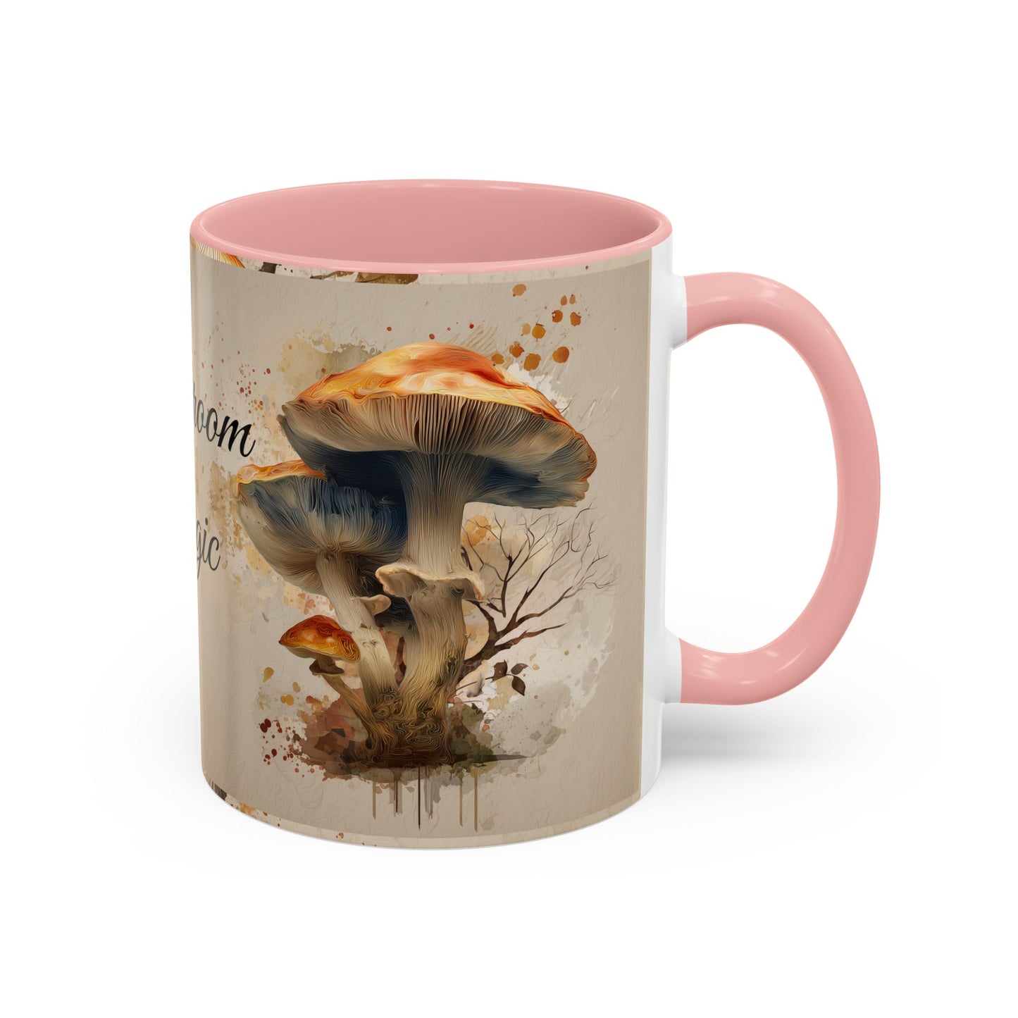 Mushroom Magic Accent Coffee Mug — 11/15oz Ceramic Cup with Woodland Fungi Design