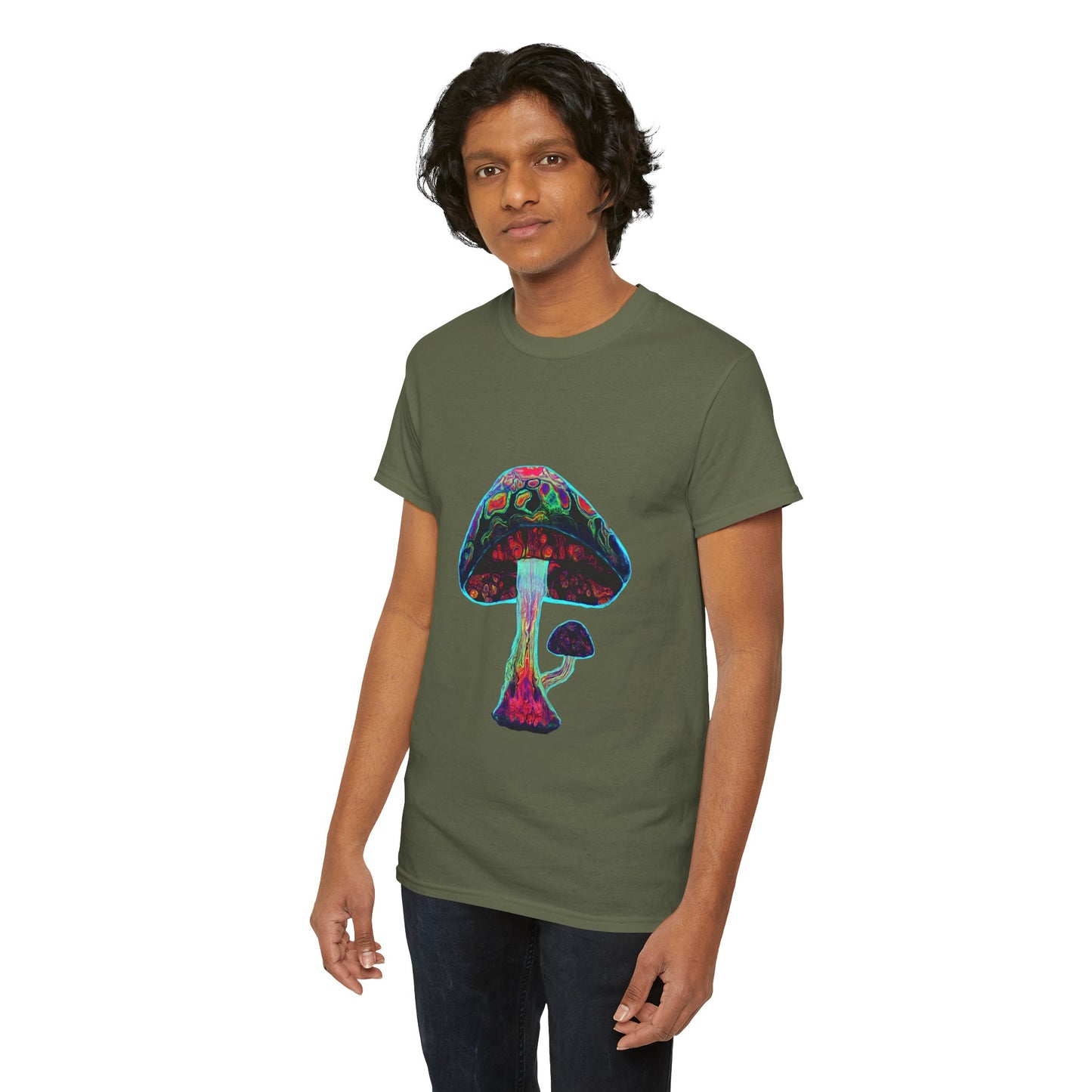 Tie Dye Psychedelic Mushroom 3 -Tee, Unisex Heavy Cotton T-Shirt, Vibrant Graphic Shirt, Perfect for Festivals, Eco-friendly Gift, Casual Wea