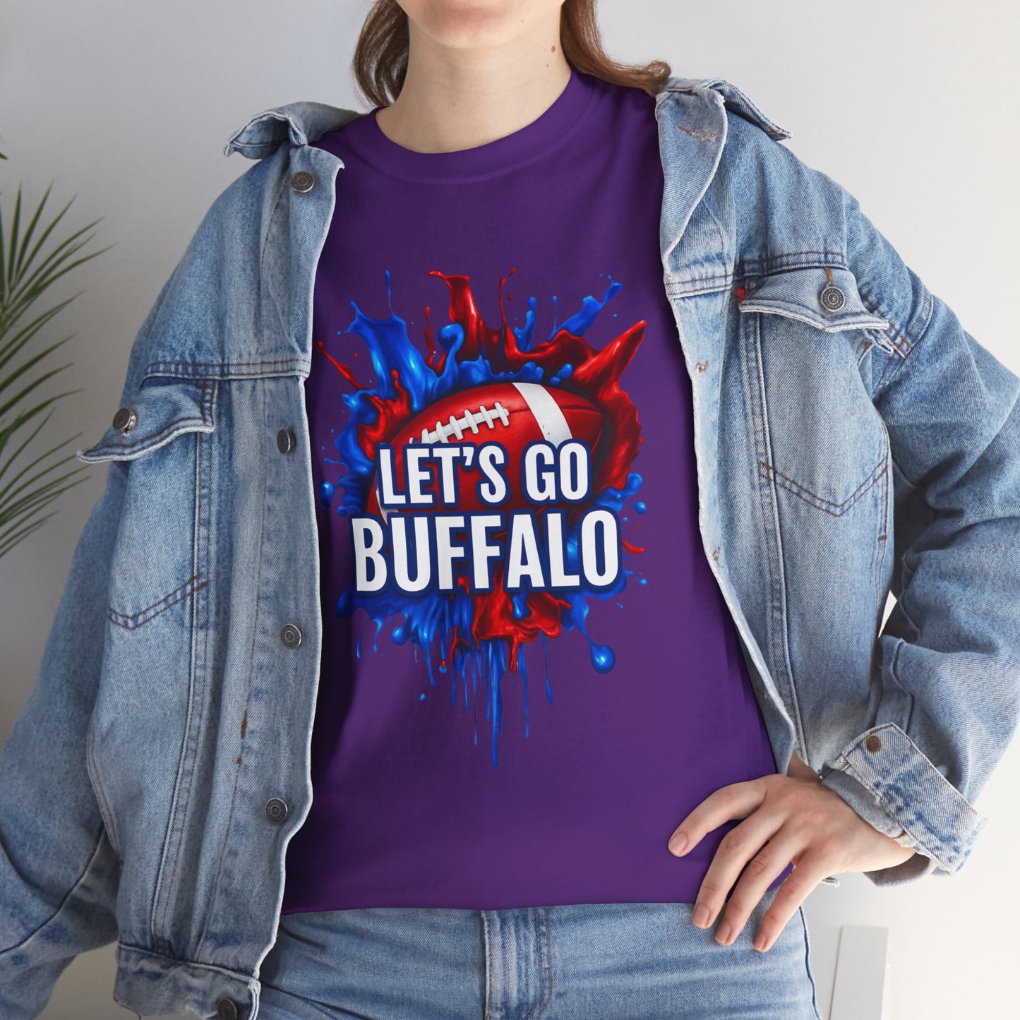 Let's Go Buffalo Splat -Buffalo Sports Fan Tee - Let's Go Buffalo Shirt, Game Day Apparel, Unisex Cotton T-Shirt, Tailgate Wear, Football Team Gear