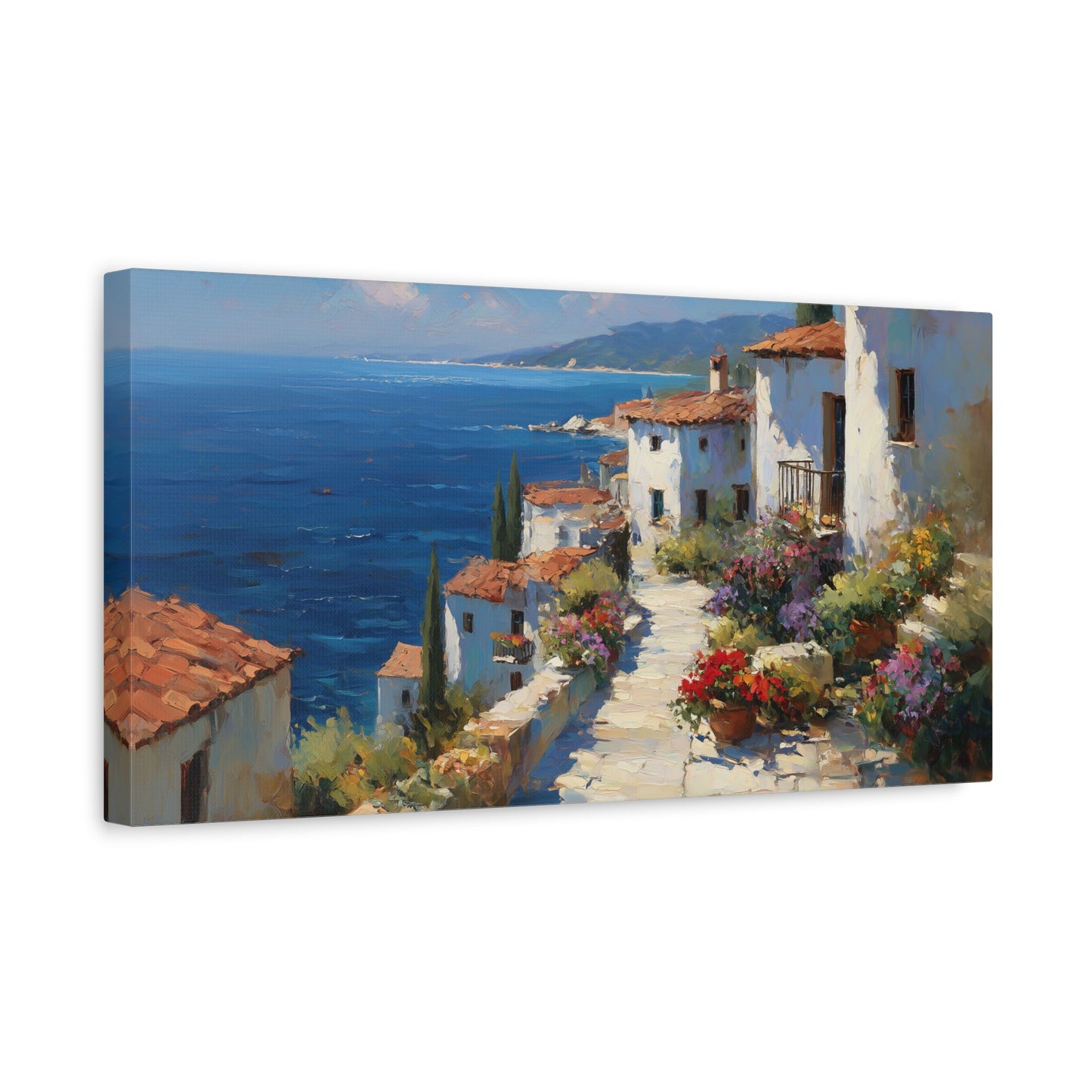"Mediterranean Bliss" --Scenic Canvas Wall Art, Coastal Decor, Home Decoration, Mediterranean Landscape