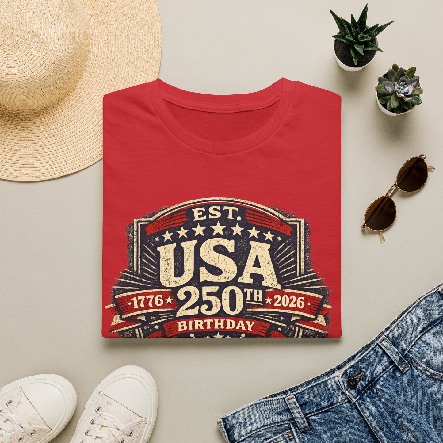 USA 250th Birthday T-Shirt — 1776-2026 Retro American Celebration Tee