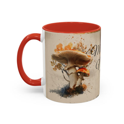 Mushroom Magic Accent Coffee Mug — 11/15oz Ceramic Cup with Woodland Fungi Design