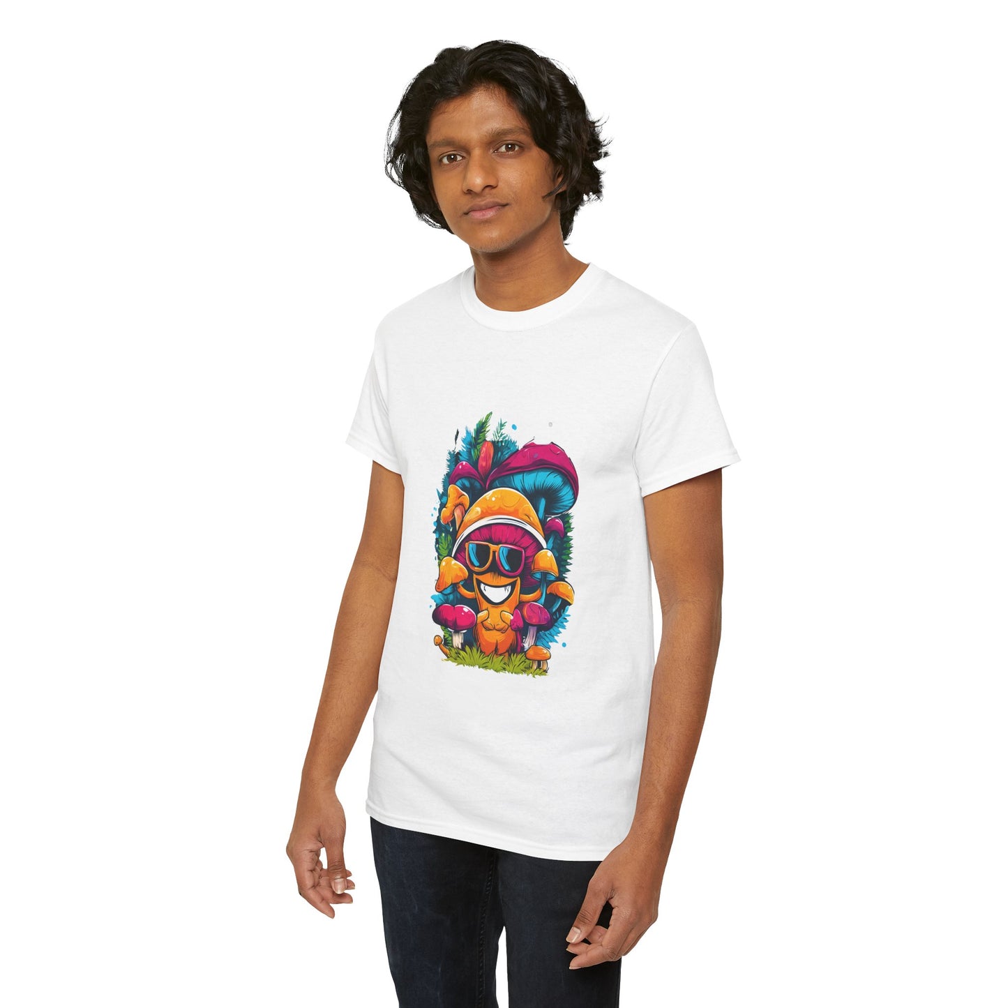 Mushroom Dude -Tee, Unisex Heavy Cotton T-Shirt, Vibrant Graphic Shirt, Perfect for Festivals, Eco-friendly Gift, Casual Wea