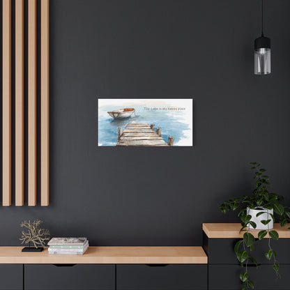 "Happy Place" Lake-Themed Canvas Wall Art, Nautical Home Decor, Relaxing Lake Vibes,
