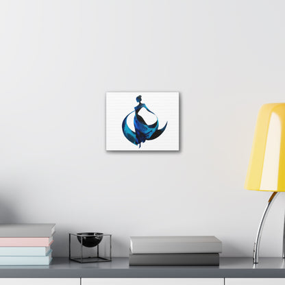 Dancing with the Water Series #1 -Elegant Art Canvas Print, Blue Dress Wall Decor, Feminine Artwork, Home Decor Gift, Birthday or Wedding Decoration