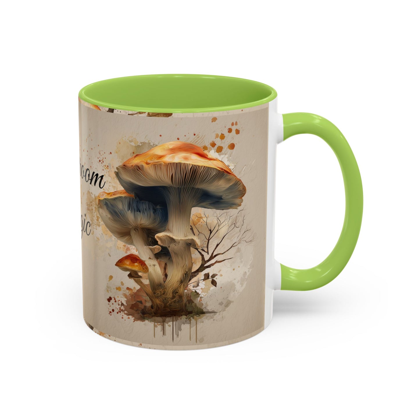 Mushroom Magic Accent Coffee Mug — 11/15oz Ceramic Cup with Woodland Fungi Design