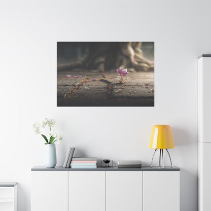 Resilient Bloom: Concrete Flower Macro, Purple Nature Photography--1aceswild.myshopify.com