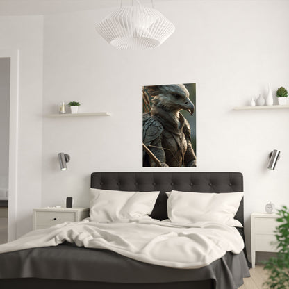 Aarakoca Ranger - Fantasy Eagle Warrior Satin Paper Poster — Mythical Bird Archer Wall Art