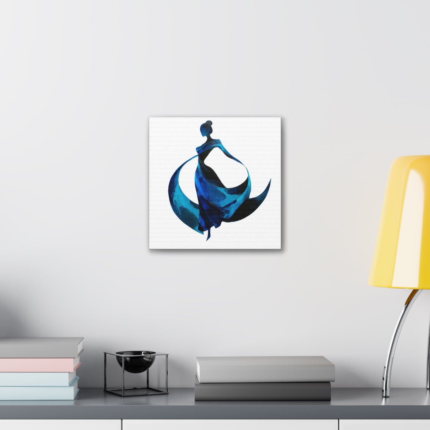 Dancing with the Water Series #1 -Elegant Art Canvas Print, Blue Dress Wall Decor, Feminine Artwork, Home Decor Gift, Birthday or Wedding Decoration