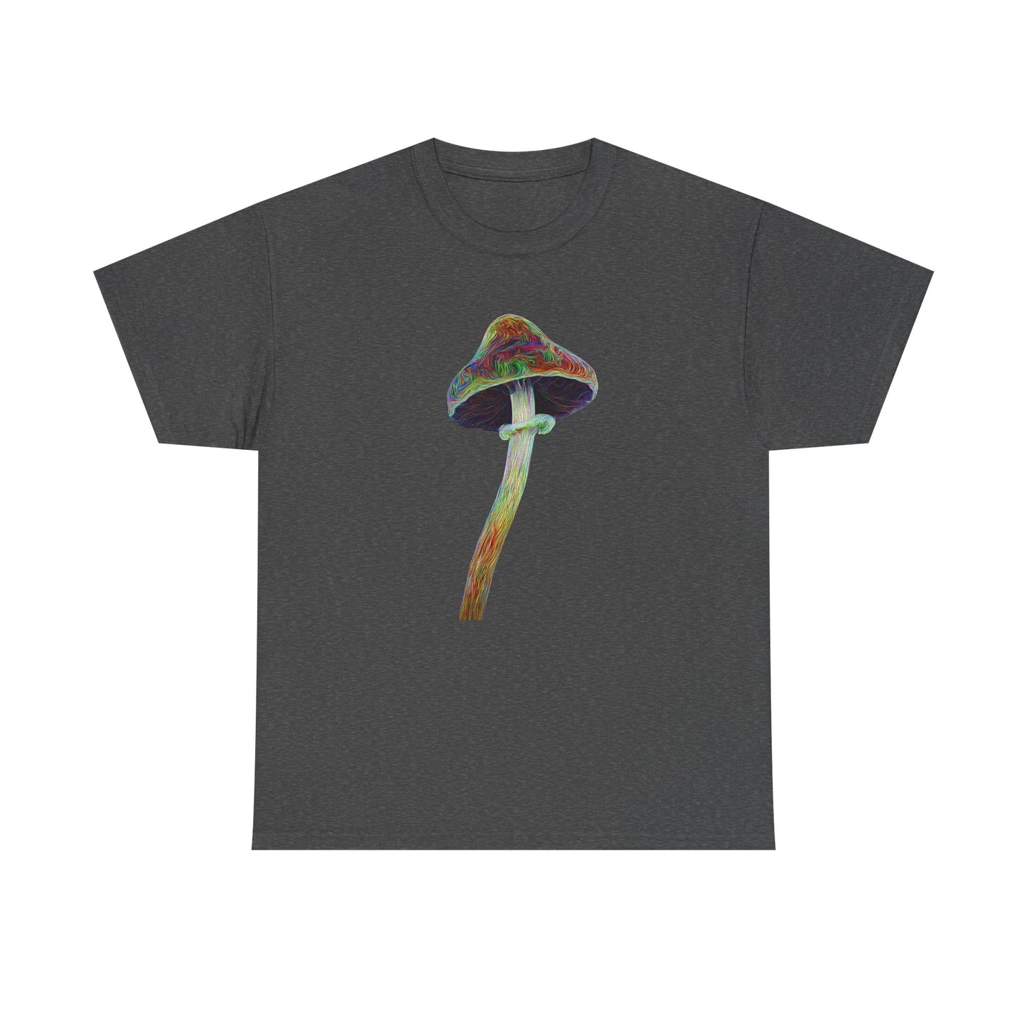 Colorful Psychedelic Mushroom2 - Tee, Unisex Heavy Cotton T-Shirt, Vibrant Graphic Shirt, Perfect for Festivals, Eco-friendly Gift, Casual Wear