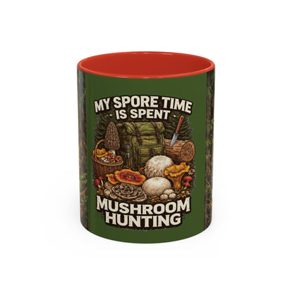 "My Spore Time Is Spent Mushroom Hunting" #2 Accent Coffee Mug (11/15oz)