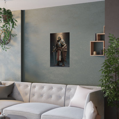 Half Orc Paladin - Satin Paper Poster — Fantasy Knight Wall Art