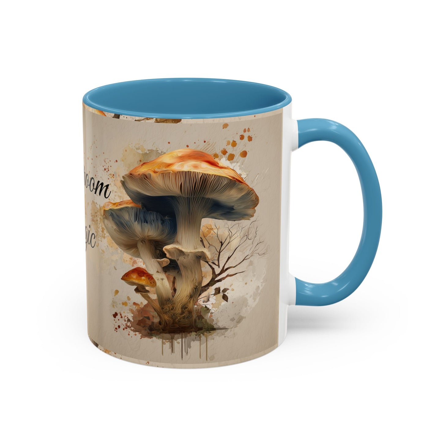 Mushroom Magic Accent Coffee Mug — 11/15oz Ceramic Cup with Woodland Fungi Design