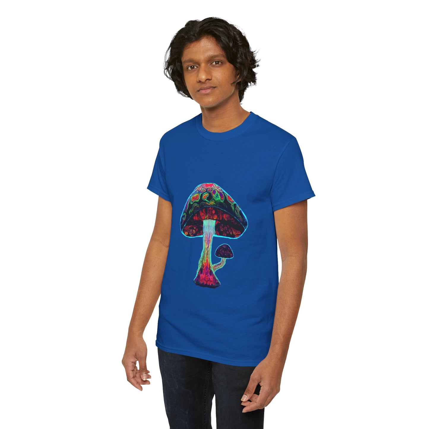 Tie Dye Psychedelic Mushroom 3 -Tee, Unisex Heavy Cotton T-Shirt, Vibrant Graphic Shirt, Perfect for Festivals, Eco-friendly Gift, Casual Wea