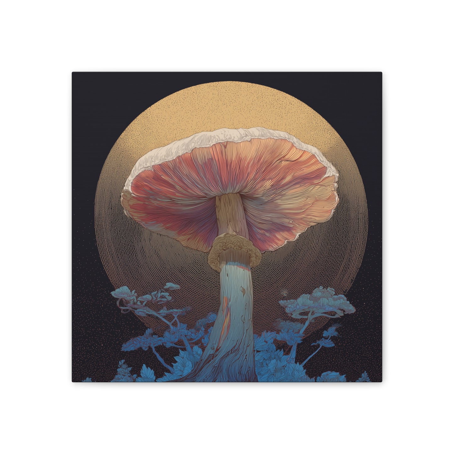 Forest Light -Mushroom Canvas Art, Stretched Wall Decor, Bohemian Home Decor, Psychedelic Wall Art, Nature-Inspired Art