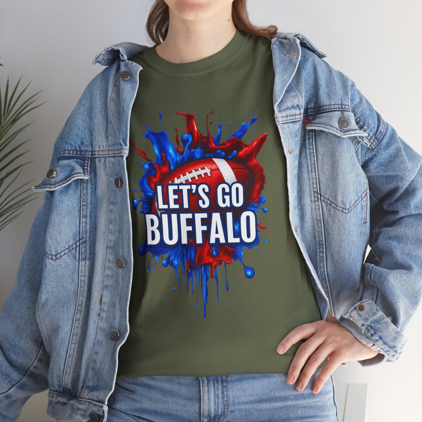 Let's Go Buffalo Splat -Buffalo Sports Fan Tee - Let's Go Buffalo Shirt, Game Day Apparel, Unisex Cotton T-Shirt, Tailgate Wear, Football Team Gear