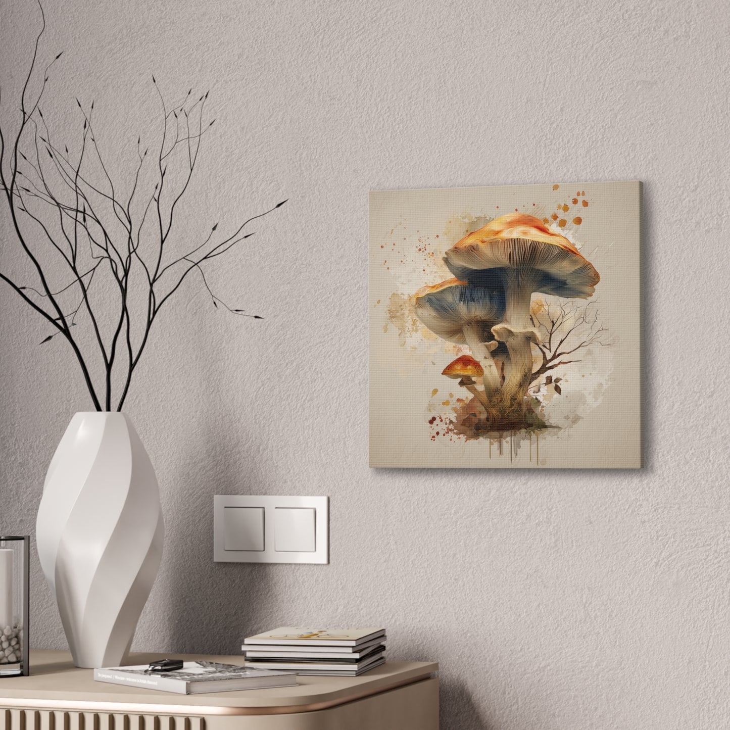 Fruiting Body-Mushroom Canvas Art, Stretched Wall Decor, Bohemian Home Decor, Psychedelic Wall Art, Nature-Inspired Art