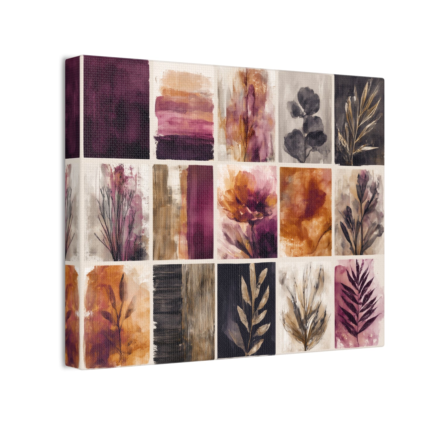 Golden Plum Series #4 Floral Canvas Wall Art, Abstract Flowers Print, Home Decor, Living Room Artwork, Purple and Gold Wall Decor