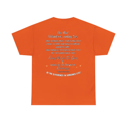 Be The Difference T‑Shirt — Inspirational Back Message Tee (“Hey You! Behind me, reading this…”)