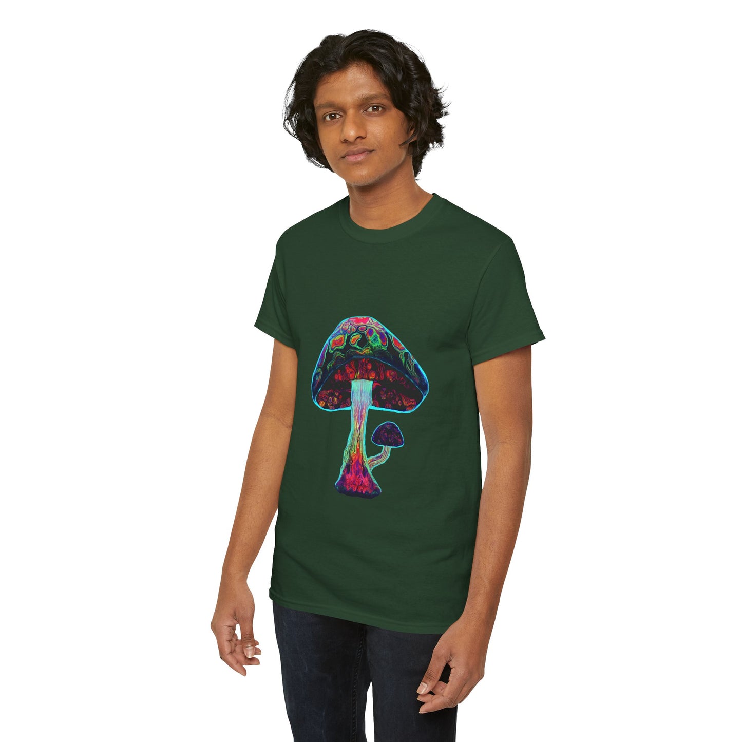 Tie Dye Psychedelic Mushroom 3 -Tee, Unisex Heavy Cotton T-Shirt, Vibrant Graphic Shirt, Perfect for Festivals, Eco-friendly Gift, Casual Wea