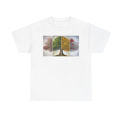 Seasonal Tree Unisex Heavy Cotton Tee | Nature Lover Gift, Fall Fashion, Eco-Friendly Apparel, Casual Wear, Outdoor Adventure