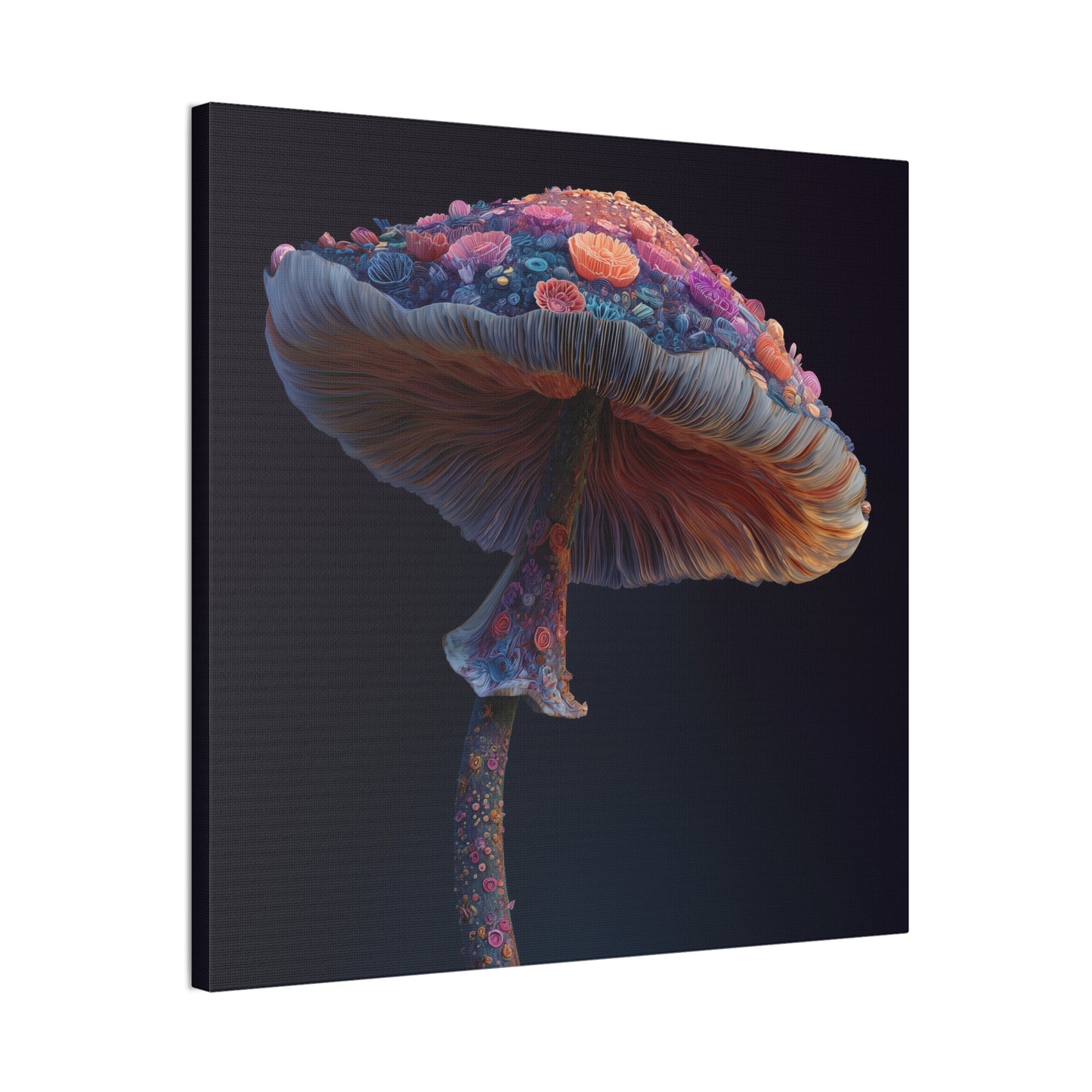 Flower Cap-Mushroom Canvas Art, Stretched Wall Decor, Bohemian Home Decor, Psychedelic Wall Art, Nature-Inspired Art
