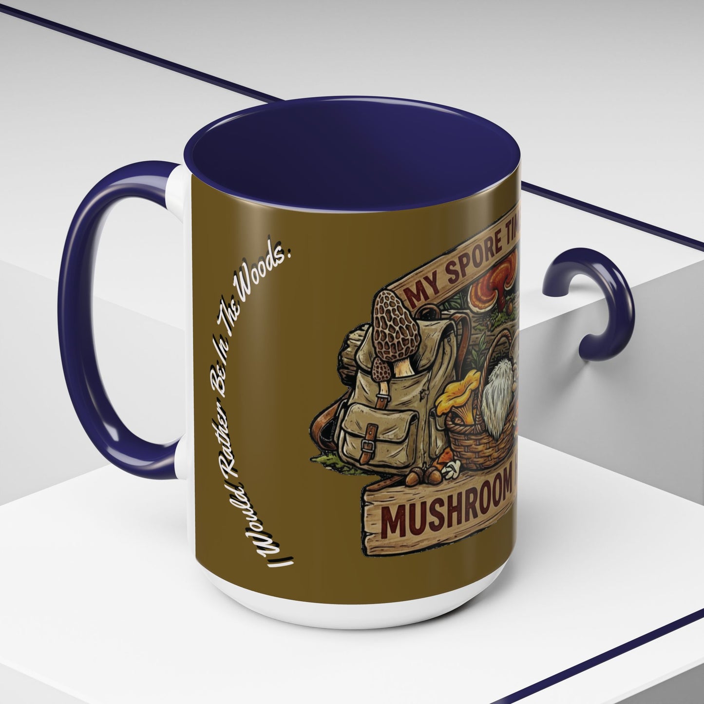 Mushroom Hunting Coffee Mug – "My Spore Time Is Spent" Rustic Forager Accent Mug