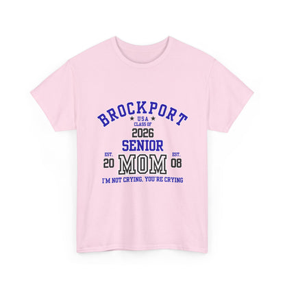 Brockport Senior Mom Tee | Class of 2026 Unisex Heavy Cotton T-Shirt, Perfect for Graduation, Family Celebrations, Gifts, School Events