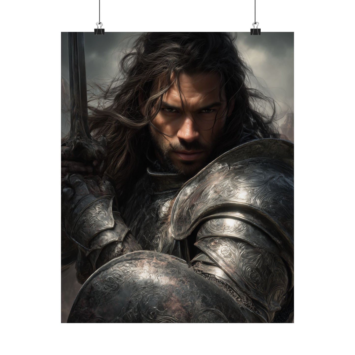Medieval Knight Matte PAPER POSTER — Dark Fantasy Warrior Wall Art