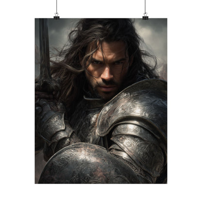 Medieval Knight Matte PAPER POSTER — Dark Fantasy Warrior Wall Art