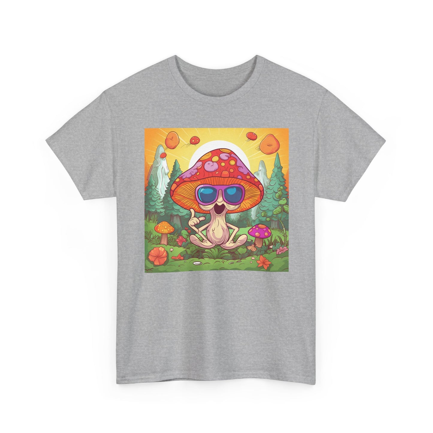 Whimsical Mushroom Tee, Casual T-Shirt, Gift for Nature Lovers, Eco-Friendly Apparel, Unisex Graphic Shirt