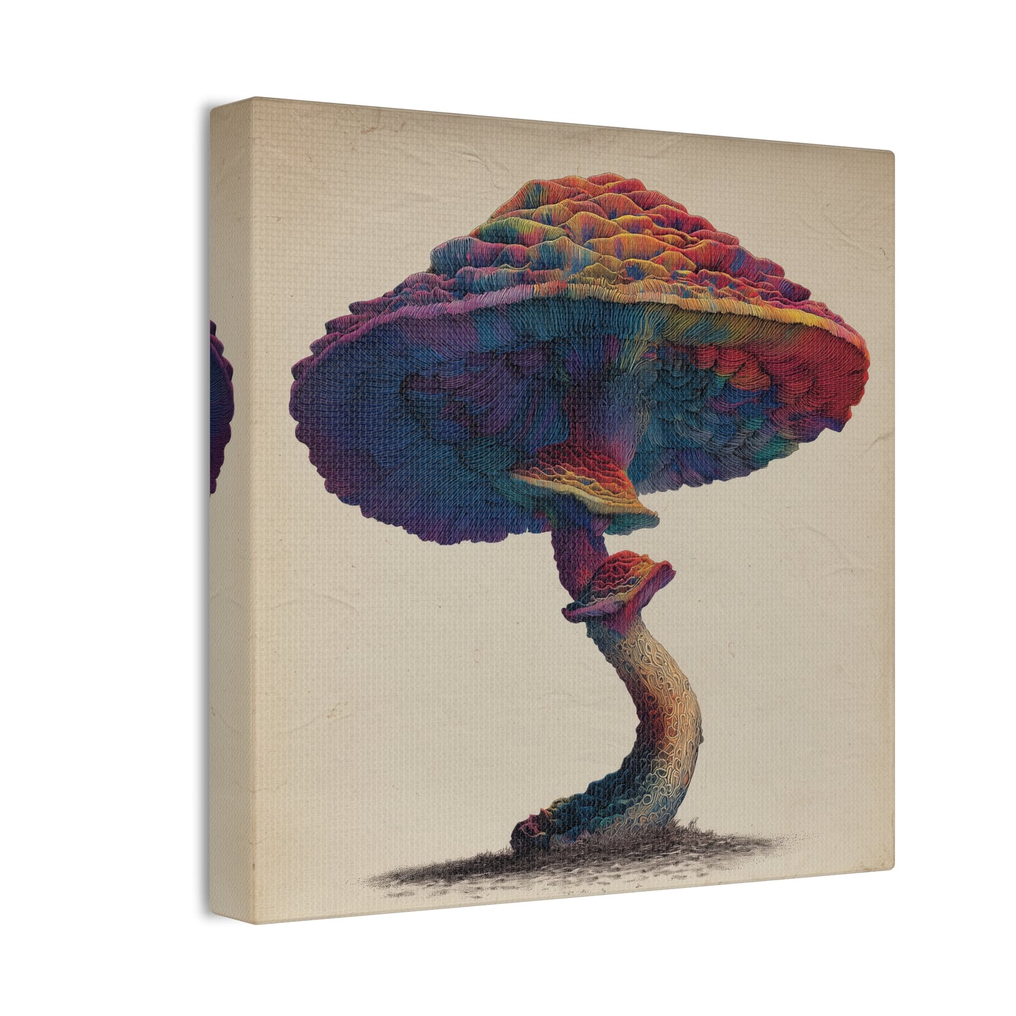 Feel the Rainbow -Mushroom Canvas Art, Stretched Wall Decor, Bohemian Home Decor, Psychedelic Wall Art, Nature-Inspired Art