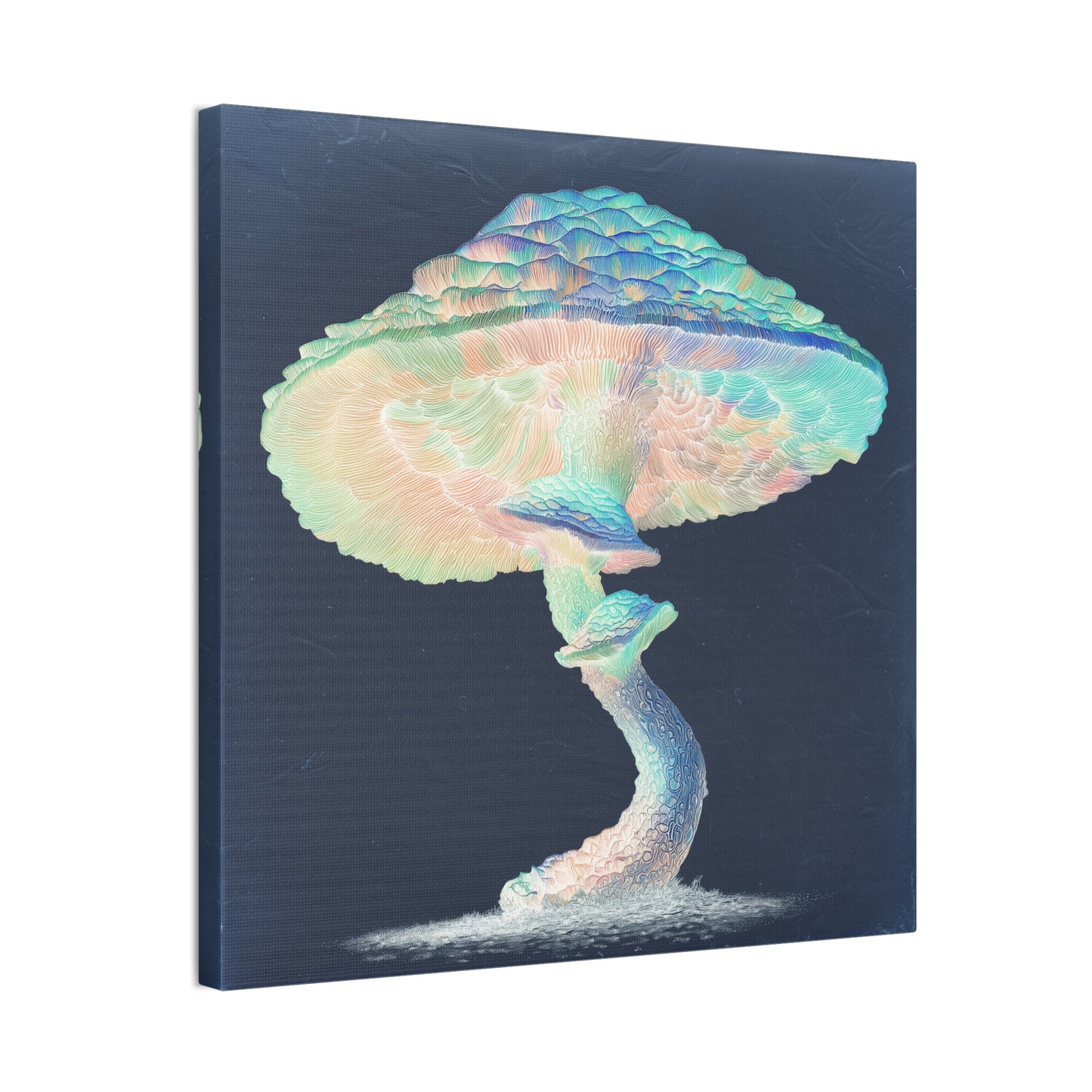 Feel the Rainbow Inverse-Mushroom Canvas Art, Stretched Wall Decor, Bohemian Home Decor, Psychedelic Wall Art, Nature-Inspired Art