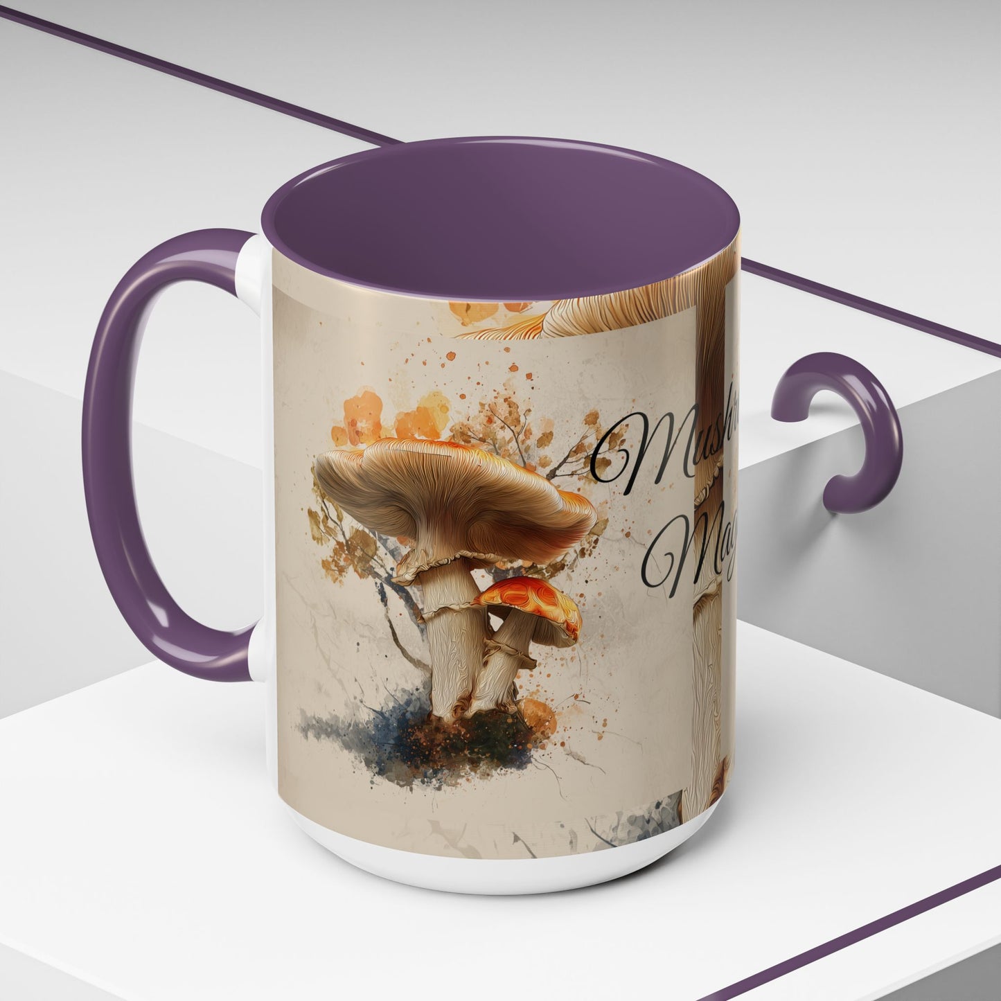 Mushroom Magic Accent Coffee Mug — 11/15oz Ceramic Cup with Woodland Fungi Design