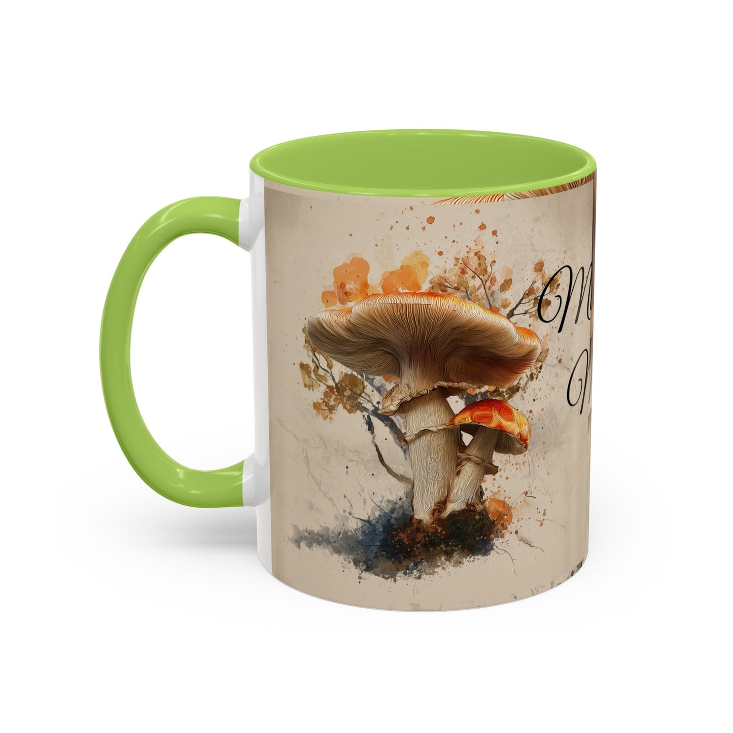 Mushroom Magic Accent Coffee Mug — 11/15oz Ceramic Cup with Woodland Fungi Design