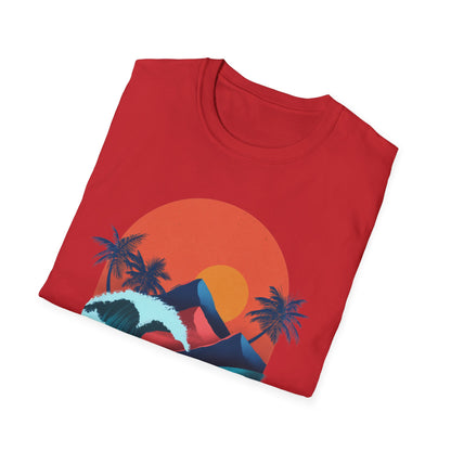 Surf Sunset Wave T-Shirt — Retro Palm Wave Beach Tee