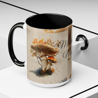 Mushroom Magic Accent Coffee Mug — 11/15oz Ceramic Cup with Woodland Fungi Design