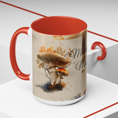 Mushroom Magic Accent Coffee Mug — 11/15oz Ceramic Cup with Woodland Fungi Design