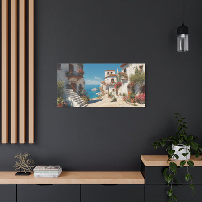 Coastal Village Matte Canvas Art, Mediterranean Decor, Beach House Wall Art, Home Gallery, Vacation Vibes, Gift for Travel Lovers