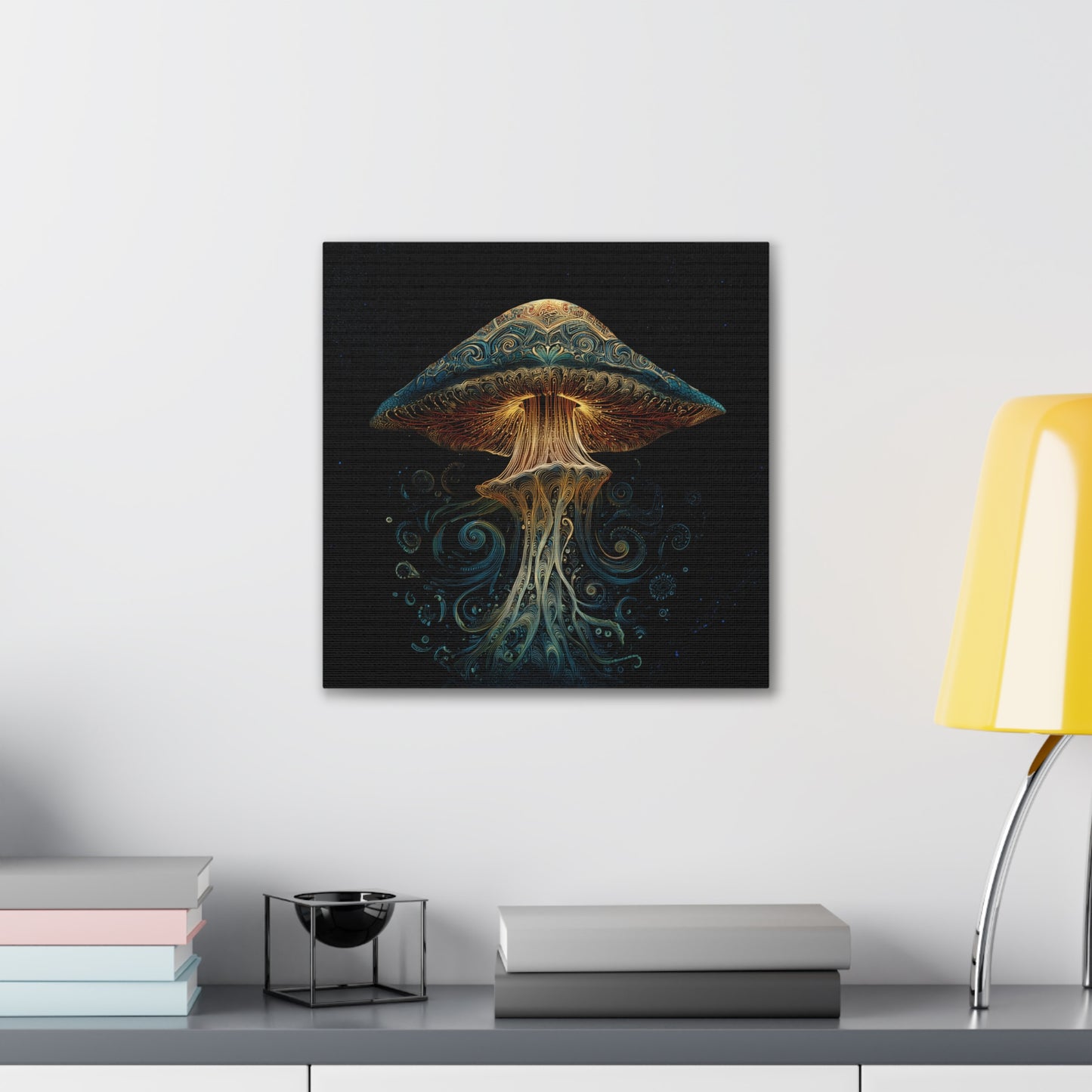 Swirl -Mushroom Canvas Art, Stretched Wall Decor, Bohemian Home Decor, Psychedelic Wall Art, Nature-Inspired Art