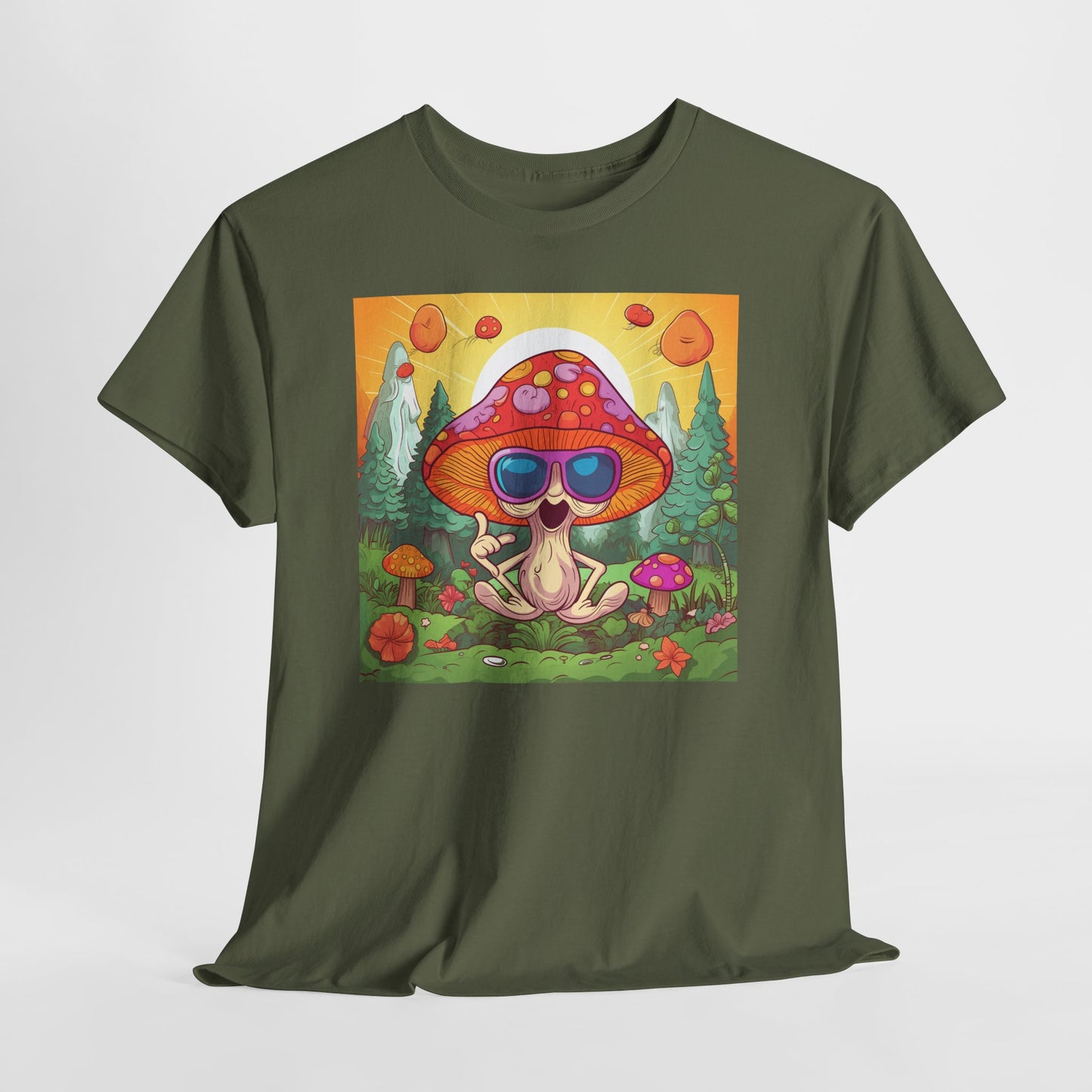 Whimsical Mushroom Tee, Casual T-Shirt, Gift for Nature Lovers, Eco-Friendly Apparel, Unisex Graphic Shirt