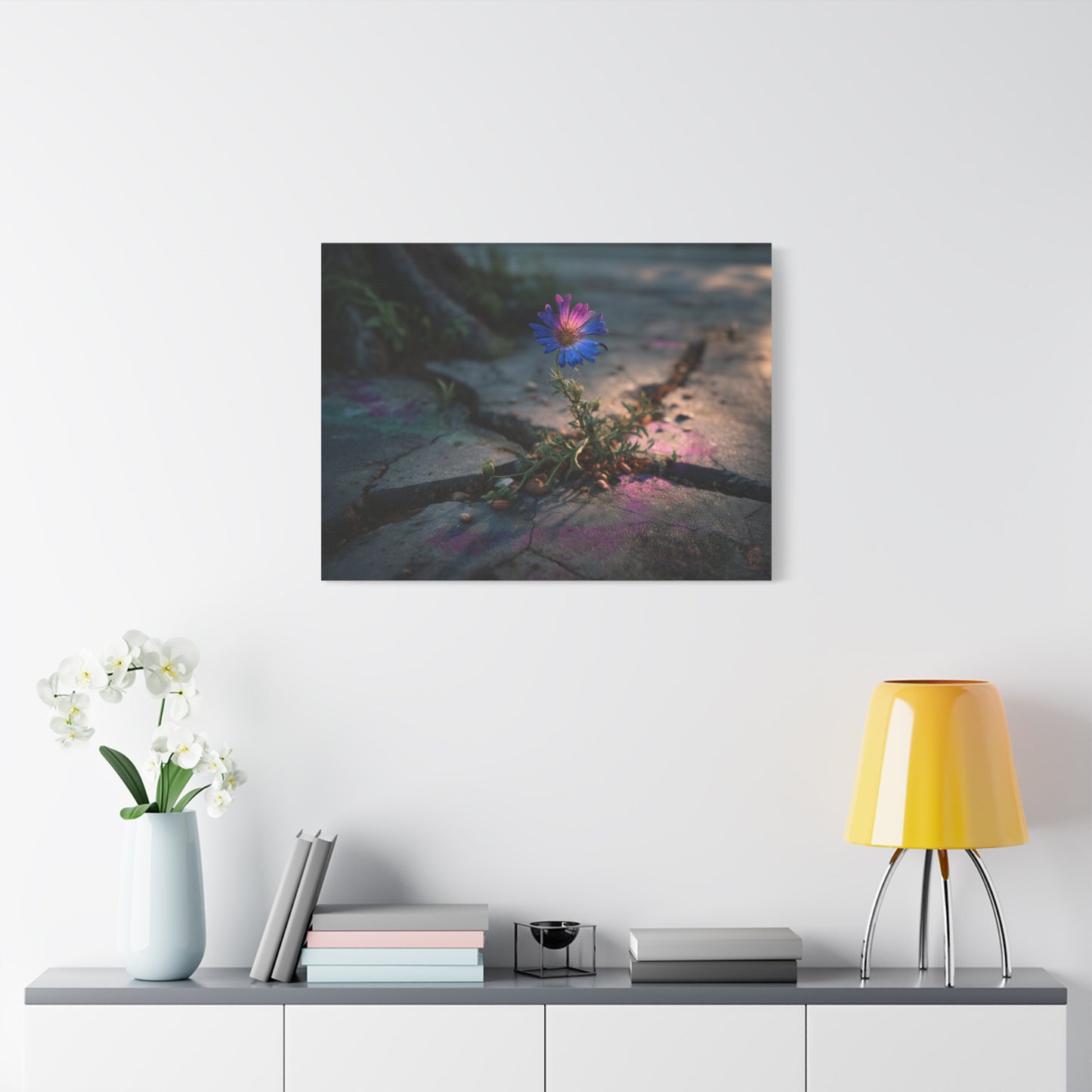 Resilience of Blue: Wildflower Through Concrete, Nature's Defiant Bloom--1aceswild.myshopify.com