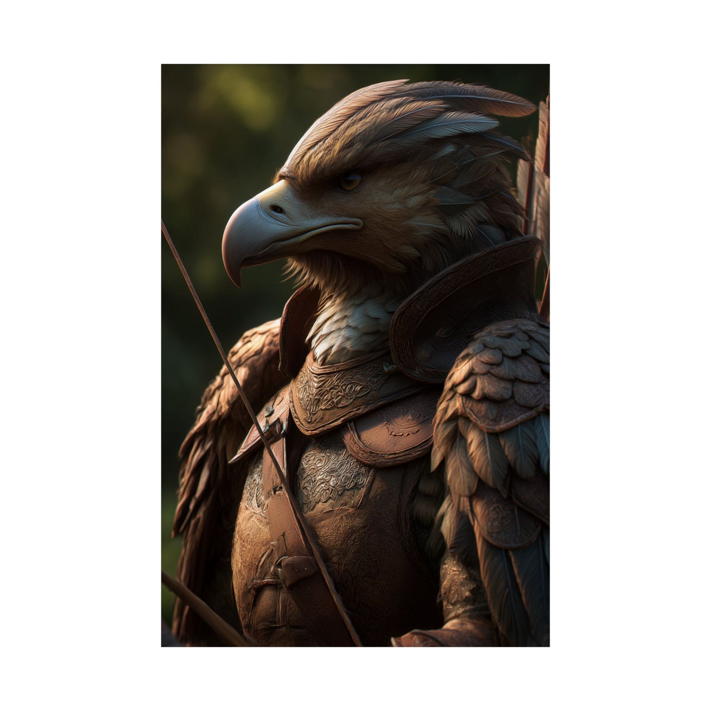 Aarakoca Ranger - Fantasy Art Satin Paper Poster — Fantasy Armor Bird Art Print