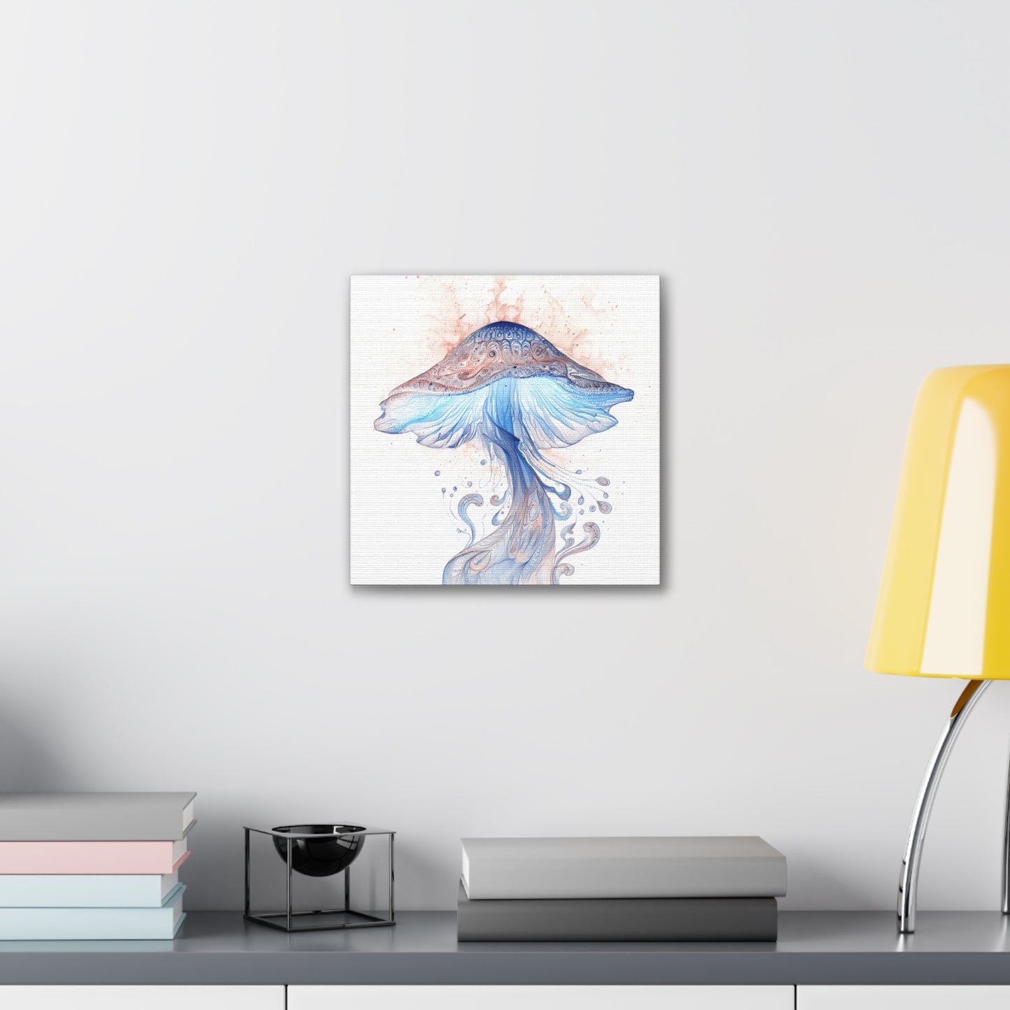 Floating High Inverse -Mushroom Canvas Art, Stretched Wall Decor, Bohemian Home Decor, Psychedelic Wall Art, Nature-Inspired Art
