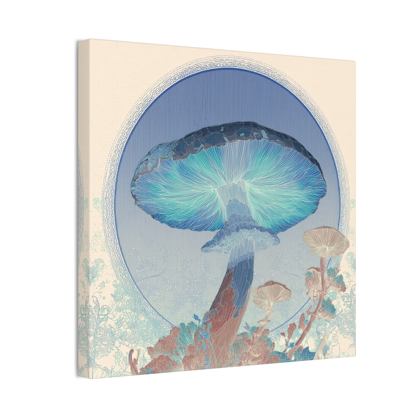 Surreal Shroom Light -Mushroom Canvas Art, Stretched Wall Decor, Bohemian Home Decor, Psychedelic Wall Art, Nature-Inspired Art