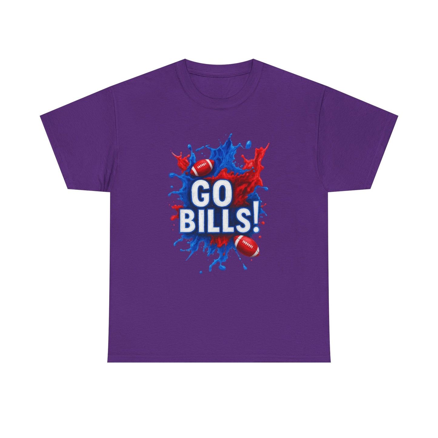 Go Bills -Cheerful Sports Tee - Go Bills! Unisex Heavy Cotton T-Shirt, Game Day Apparel, Football Fan Shirt, Spirit Wear, Gift for Sports Lovers