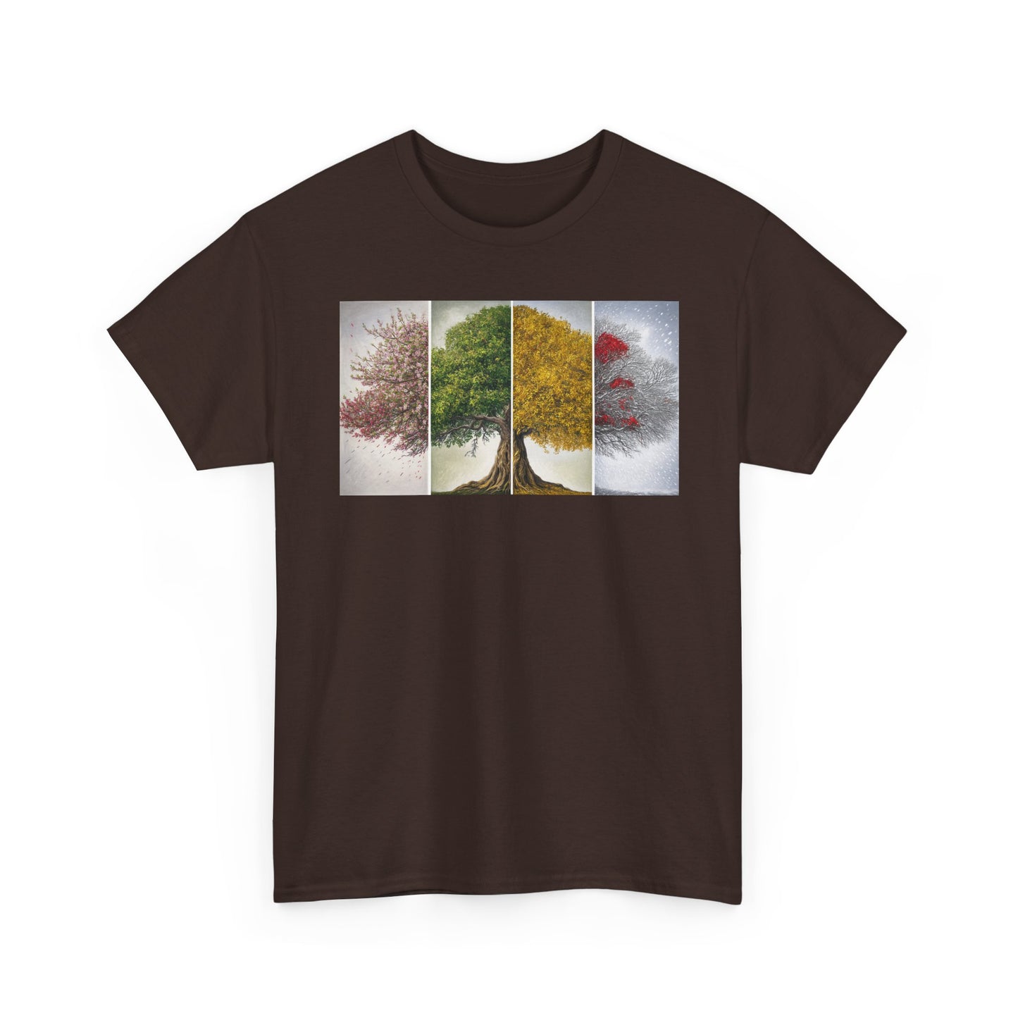 Seasonal Tree Unisex Heavy Cotton Tee | Nature Lover Gift, Fall Fashion, Eco-Friendly Apparel, Casual Wear, Outdoor Adventure