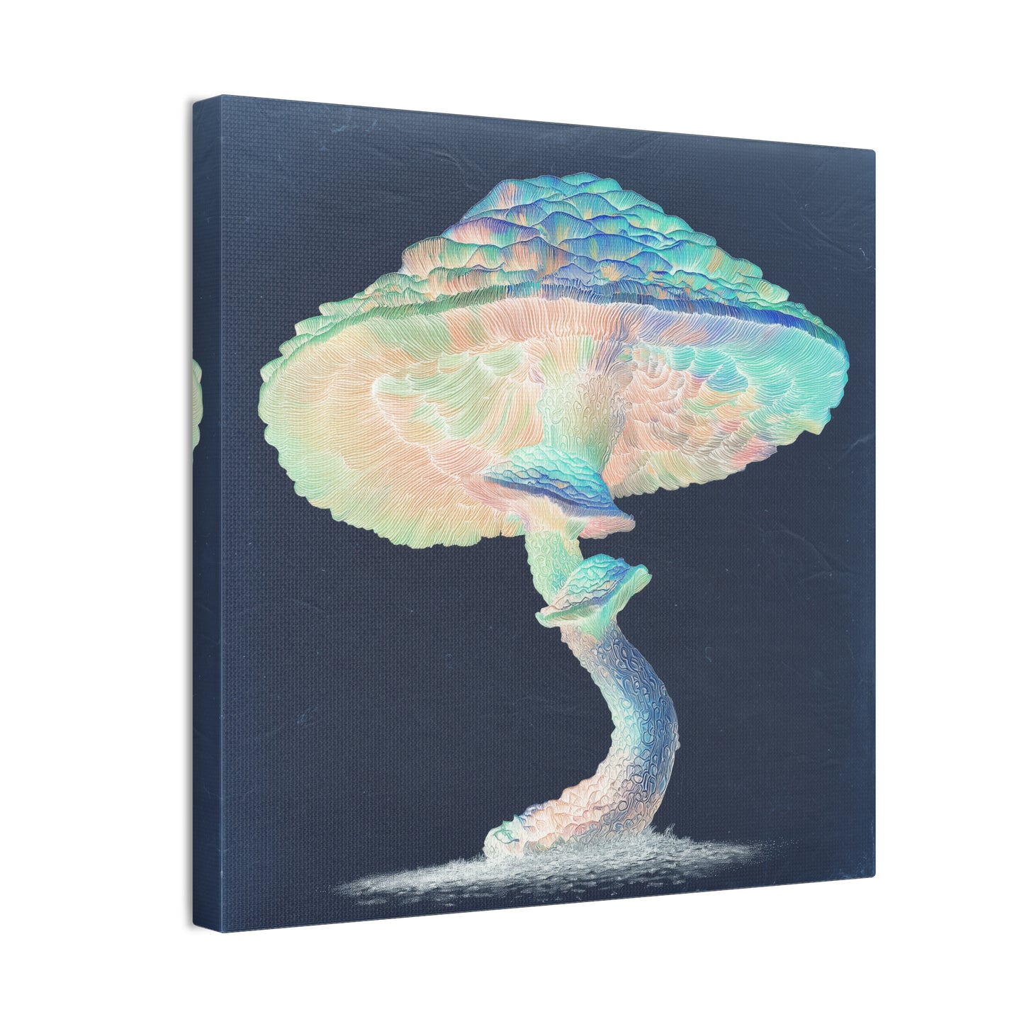 Feel the Rainbow Inverse-Mushroom Canvas Art, Stretched Wall Decor, Bohemian Home Decor, Psychedelic Wall Art, Nature-Inspired Art