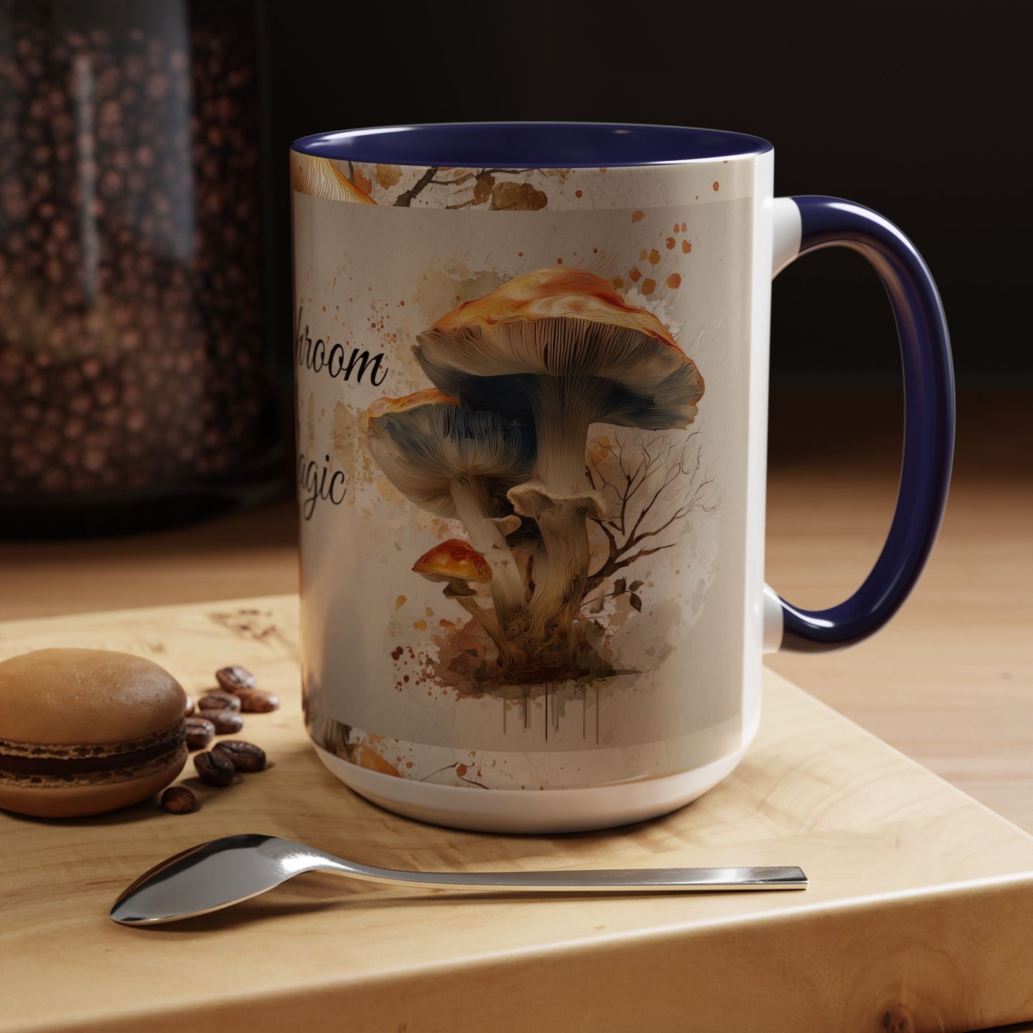 Mushroom Magic Accent Coffee Mug — 11/15oz Ceramic Cup with Woodland Fungi Design